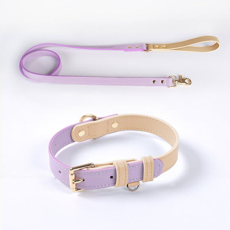 Leather Pet Dog Leash Collar Set