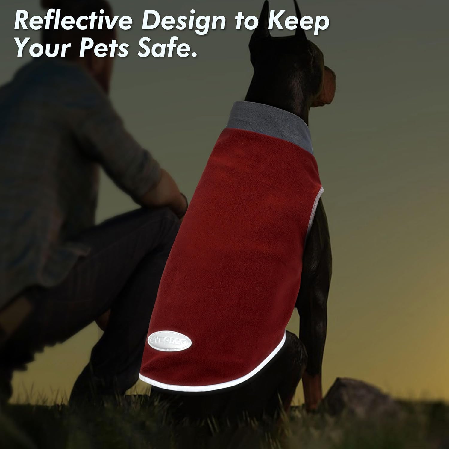 2 Pack Lightweight Dog Sweaters - Stretchy Fleece Vests with Reflective Stripes for Small Dogs in Grey & Red